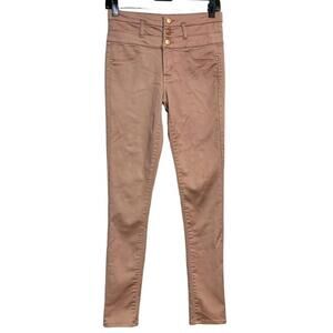 Refuge Women's Dusty Rose Pink Triple Button Stretch Skinny Jeans Size 6 Y2K